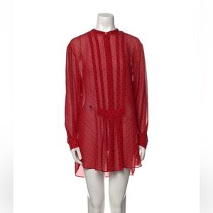 Dior - Red Sheer Long Sleeve Dress